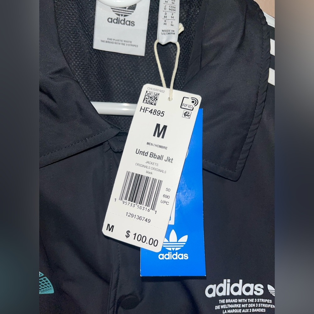BNWT Adidas Originals United Baseball Jacket Black SZ M! $100